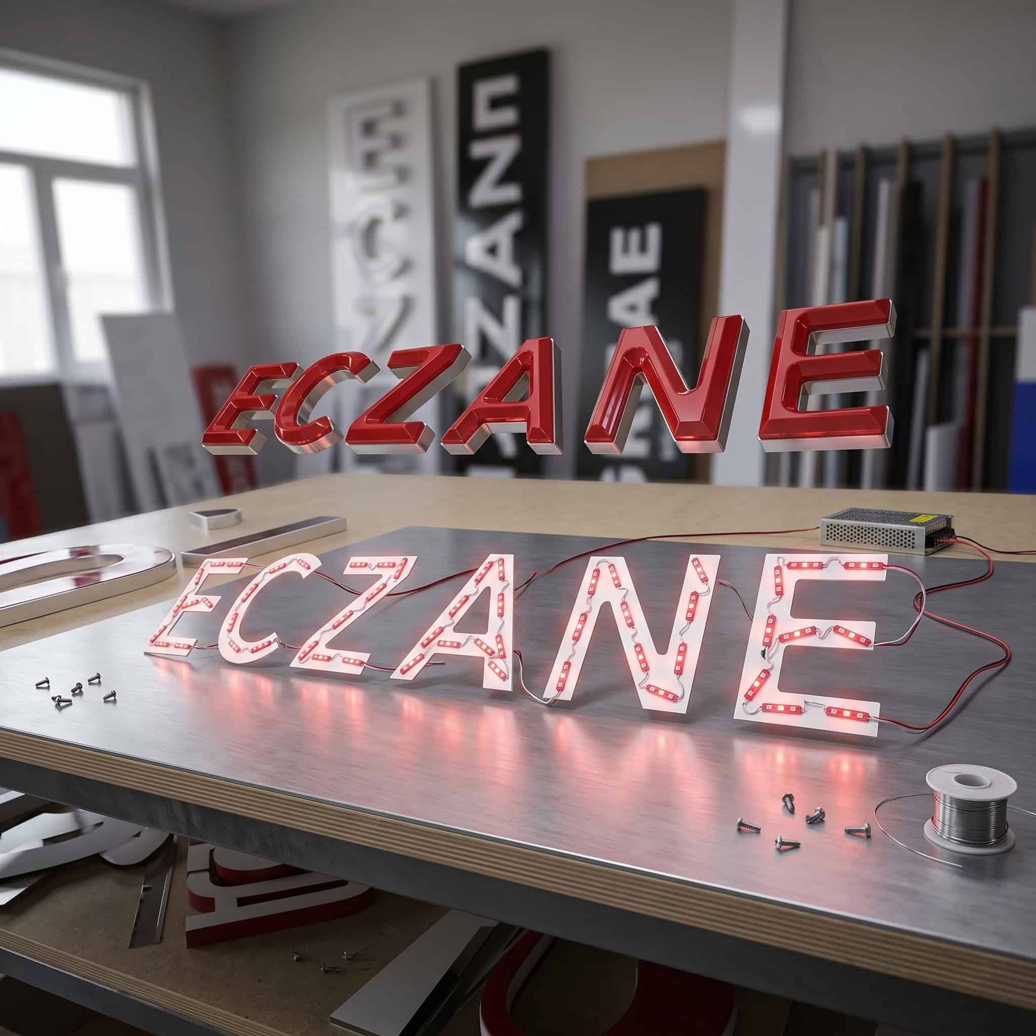 Eczane Vakum Harf + Dekota + Ledli 50cm Takım