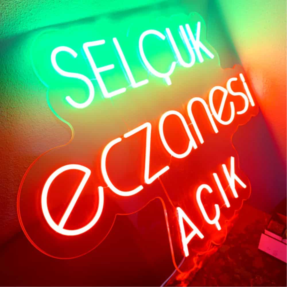İsimli Eczane ve Açık Neon Led 50x85 cm