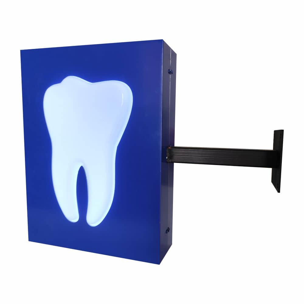 Mavi Dişçi Tabelası 40x30 cm kabartmalı ışıklı (Ayaklı)